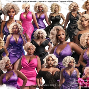 Blonde Black Women clipart, sublimation png, Women of Color, Black girl clipart, Instant download, Black blondes sticker clipart
