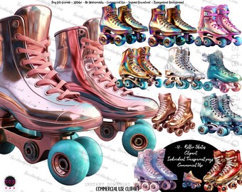 Roller Skate Clipart: Retro Roller Derby PNGs (Digital Download)