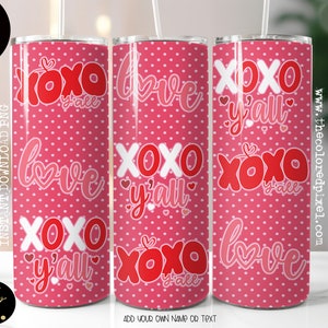 Liebe und Küsse Tumbler Wrap png, Rosa, weiß, rot, Valentinstag Becher wickeln 20 Unzen Skinny Gerade, fügen Sie Ihren eigenen Namen png