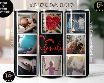 Familia Photo Frame Tumbler Wrap PNG: 20oz Sublimation Template (Digital Download)