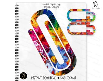 Paper Clip Design Bundle: Stained Glass Flowers (Digital Download, PNG Files)