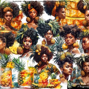 Black Woman Pineapple Clipart: Melanin Summer PNG (Digital Download)