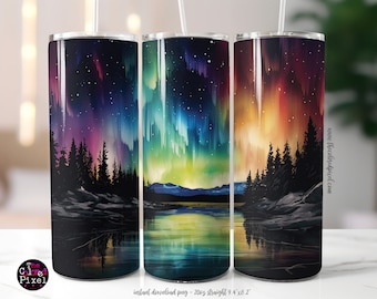 Ontwerp noorderlichtbeker: Alcohol Ink Galaxy, 20oz magere beker (digitale png-download)