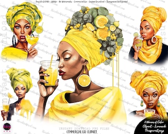 Black Woman Lemonade Clipart: Melanin PNG (Digital Download)