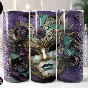 Mardi Gras 20 onças Skinny Tumbler Sublimation Design Download digital PNG, download instantâneo apenas, Tumbler Wrap New Orleans Party glitter png