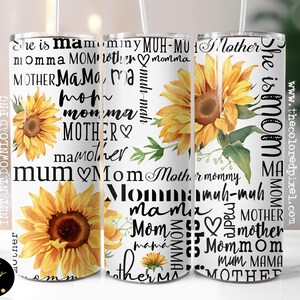 Tumbler mamma da 20 once in formato PNG, Mamma mamma mamma mamma PNG, Festa della mamma PNG, Sublimazione mamma, Tumbler mamma floreale, 3 motivi floreali, Girasoli e margherite