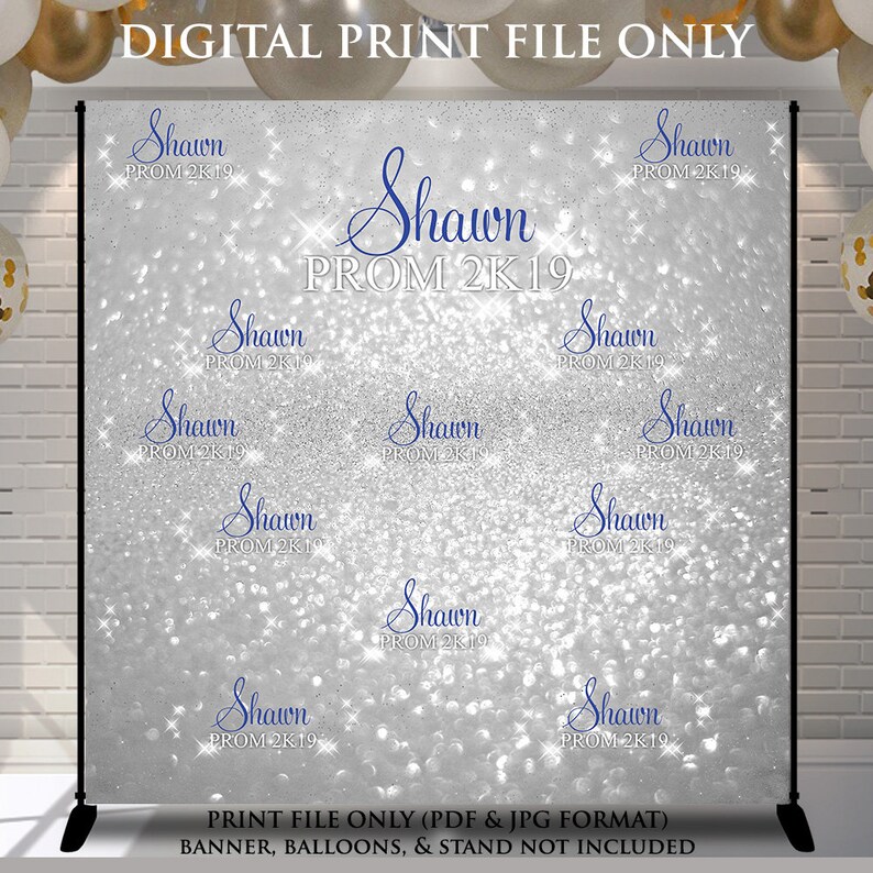 Royal Blue and Silver Party Backdrop Prom Send Off Birthday Etsy