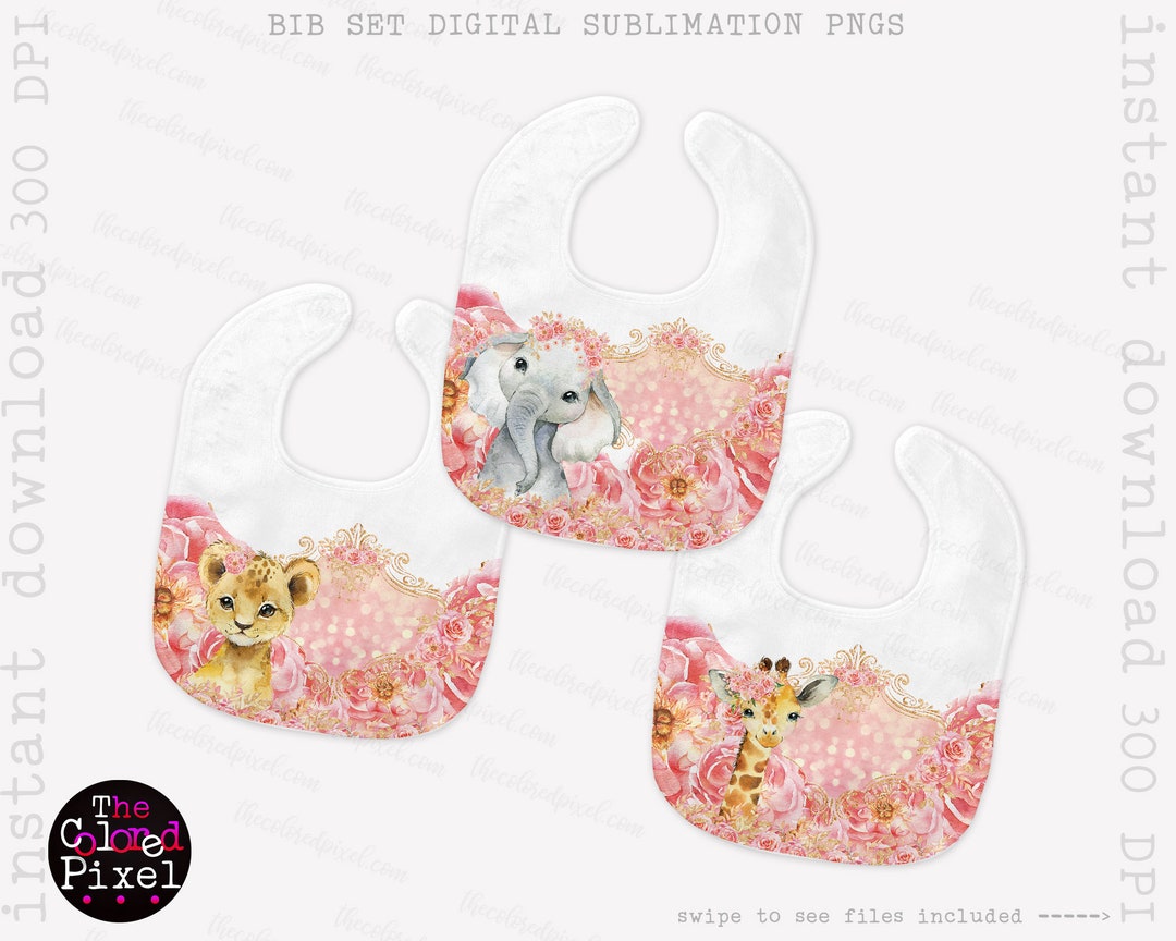Bib Set Sublimation Pngs, Bib Templates Sublimation PNG Files, Baby
