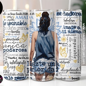 Spanish Affirmations 20oz Tumbler Wrap PNG: Positive Quotes (Digital Download)