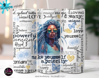 Inspirational Black Woman Tumbler Design: Positive Affirmations (Digital Download)