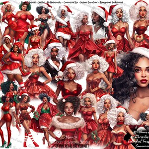 Zwarte vrouw clipart, kerst clipart vrouwen van kleur, zwarte vrouwen elf kerstman kleding clipart, clipart voor voor curvy girls, sticker clipart