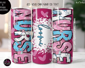 Nurse Affirmation Tumbler Wrap: Doodle Design (PNG Digital Download)