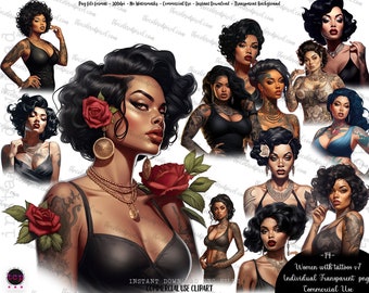 Tattoo art, Chicana Chola PNG Bundle, Cholas Clip Art, Women of Color, Black women clipart, Latina Mexicana Chicana png Digital Download v7