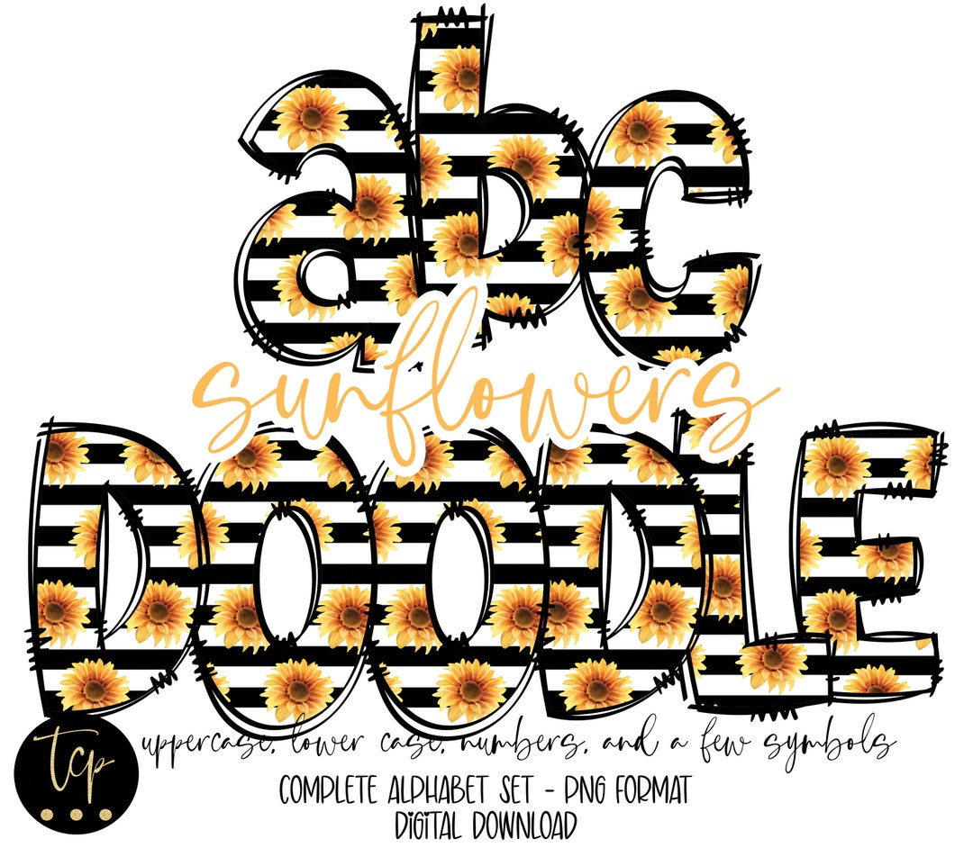 Doodle Letters PNG Alphabet Bundle, Hand Drawn Alpha Pack, Digital ...