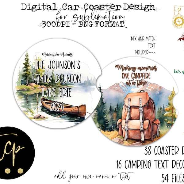 Camp life car coaster png sublimation design bundle, Camp life png, Camp car coaster png, Camper png, sublimate designs, digital download
