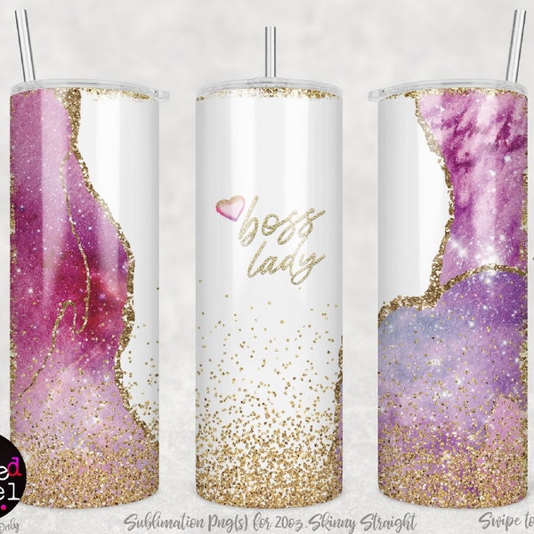 Lady Boss Tumbler Sublimation Wrap 20oz, PNG, Digital Download Only, Rainbow Pastels, 4 Designs Included, Boss Lady, Lady Boss