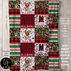 Couverture de Noël personnalisée oreiller PNG, noms de griffonnage personnalisés, fichier numérique 8,25 x 8,25 po.