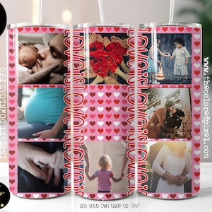 Valentinstag Fotorahmen Tumbler Wrap png, Valentinstag Tumbler wrap 20oz Skinny Straight Instant Download, fügen Sie Ihr eigenes Foto und Text x4