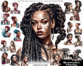 Black Women Tattoo Clipart: Sublimation Design PNG (Digital Download)