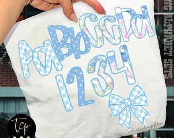 Lace Alphabet PNG Bundle 4 Sets: Blue Floral Alphaset (Digital Download) Checkers Polka Dots