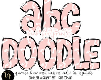 Pink Footprints Doodle Alphabet PNG: Baby Shower Alpha Pack (Digital Download)