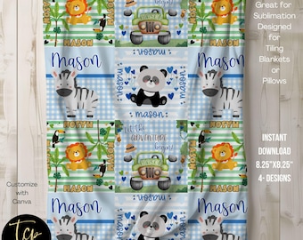 Safari Baby Blanket Designs: Sublimation Template (8.25"x8.25") (Digital Download)