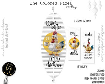 Chicken & Coffee Wind Spinner Design: Helix Fishtail, Oval PNG (Digital Download)