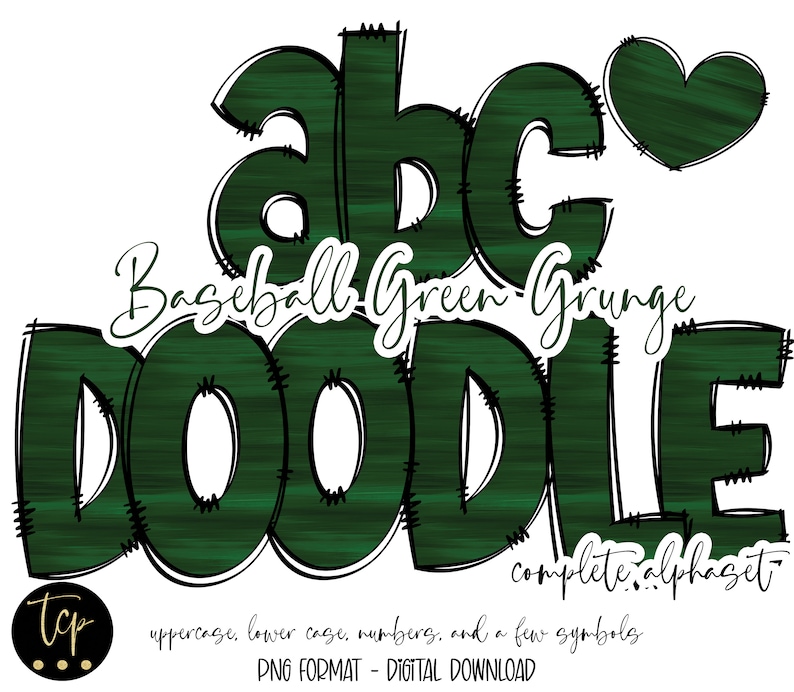 Green Doodle Alphabet PNG Bundle: Hand-drawn Letters (digital Download ...