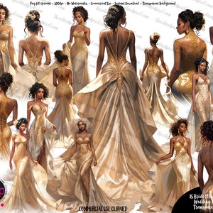 Imágenes prediseñadas de boda de oro, imágenes prediseñadas de moda de ropa nupcial, mujeres de color, imágenes prediseñadas de boda morena, imágenes prediseñadas de novia hispana, imágenes prediseñadas de novia negra