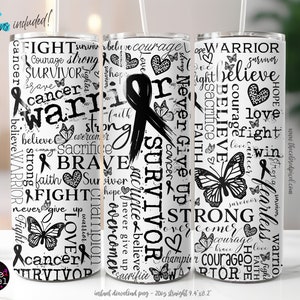 Envoltorio para vaso de superviviente de melanoma: lazo negro, diseño de concienciación (descarga digital PNG)
