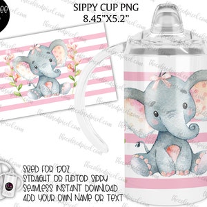 Elephant Sippy Cup PNG: 12oz Kids Cup Design (Digital Download)