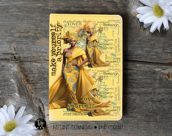 Make yourself a Priority Journal Cover Art, Includes Bonus Editable Digital Journal, Black Woman, Love Yourself Journal Cover, Notebook png