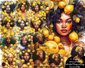 Black Woman Lemonade Clipart: Melanin PNG, Sunshine Design (Digital Download)