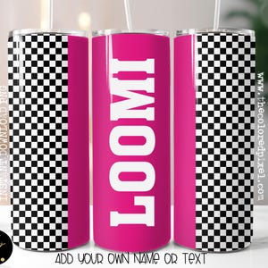 5 Checker-Designs, fügen Sie Ihren eigenen Namen oder Text hinzu, 20 Unzen Sublimationsdesign, Checker Retro Straight Skinny Tumbler Wrap PNG, 5 Farben enthalten