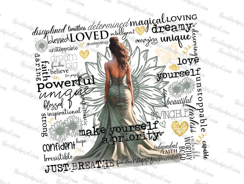 Unique Bless Positive Affirmations Tumbler: Black Woman Sublimation Design (digital ...