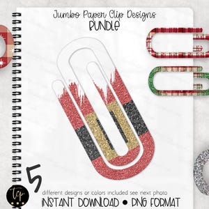 Jumbo Big Paper Clip Design Bundle (8), Paperclips, Digital Download Sublimation PNGs Christmas Glitter, Santa, Glitter, Vintage Christmas