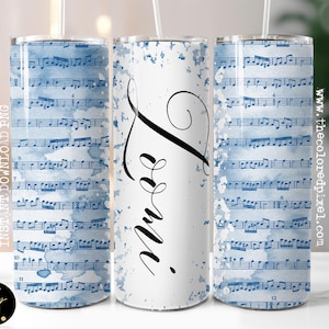 Bunte Notenblätter Bundle Tumbler Wraps, 24 Farben, fügen Sie Ihren eigenen Namen, Mom Sheet Music, Sie ist Mama Text enthalten, Muttertag Wraps