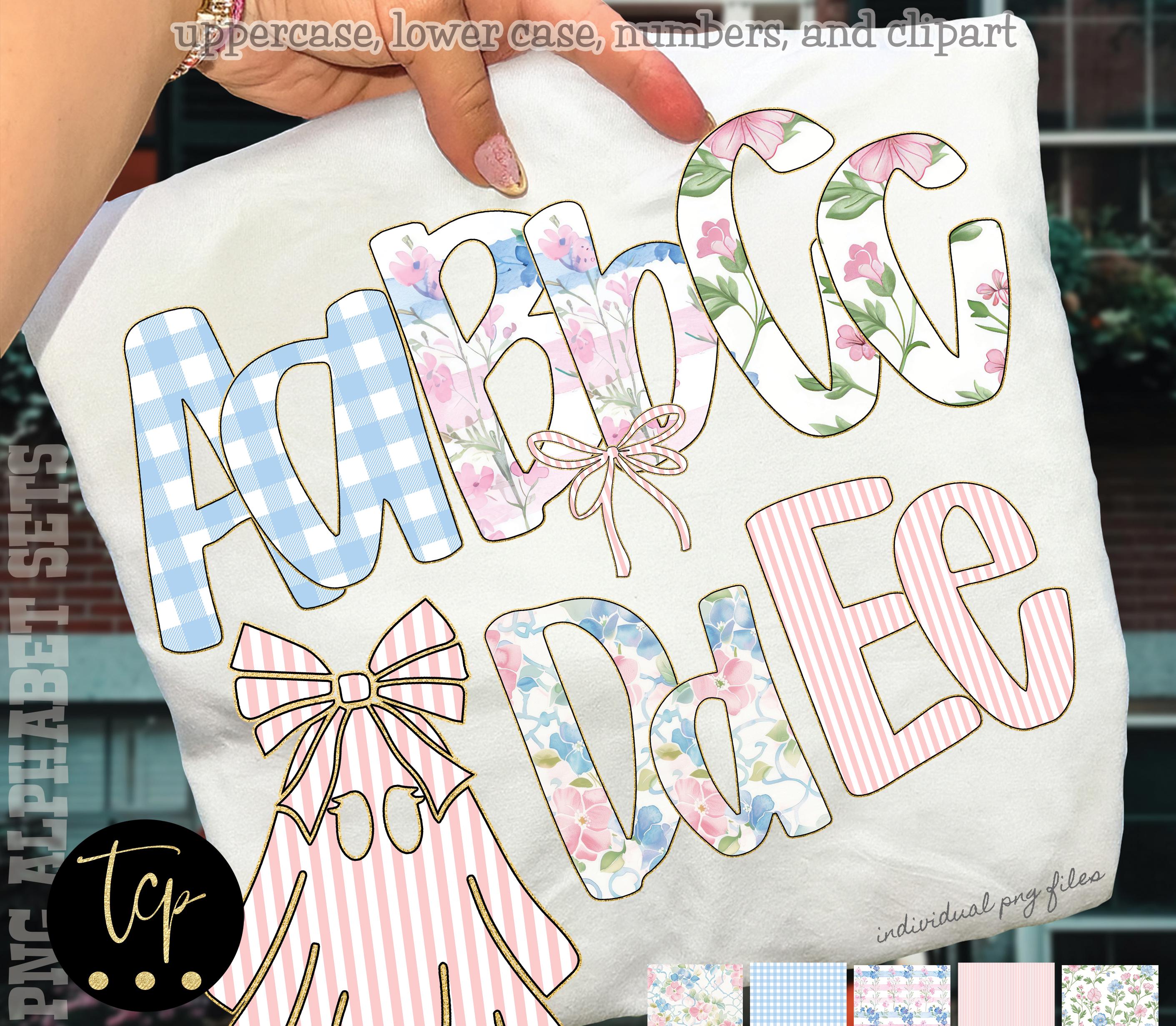 Retro Floral Alphabet PNG Bundle: Grand Millennial Style (digital ...
