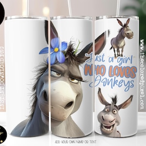 Nur ein Mädchen, das Esel liebt Tumbler Wrap png, Sublimationsbecher wickeln, Tumbler Wrap 20 Unzen Skinny, PNG Fügen Sie Ihren eigenen Namen hinzu, wunderlicher Esel
