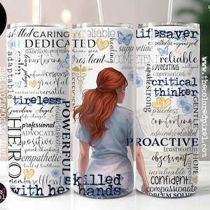 Nurse affirmations Tumbler wrap png, redhead nurse tumbler wrap png 20 oz Skinny Straight, blonde nurse tumbler png, white nurse redhead png