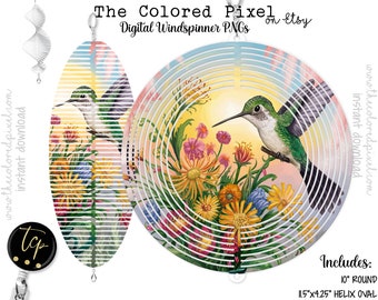 Blommig kolibri vindspinner PNG: Sublimeringsornament, underlägg (digital nedladdning)