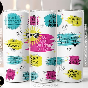 Vibrazioni estive, Affermazioni sulla spiaggia estiva Divertimento al sole PNG a sublimazione da 20 once, download istantaneo, png tropicale per tumbler x2