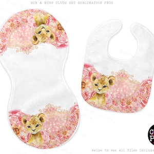 Bib and Burpcloth, Sublimation template pngs, Bib & Burp Cloth Sublimation PNG Files, Instant Download, Baby Shower Gift, Baby Lion Cub