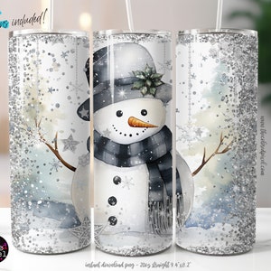 Christmas Snowman Tumbler Wrap: 20oz Skinny Tumbler PNG (Digital Download)