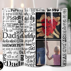 Papa 20 Unzen Becher PNGs, Papa Vater Papa Png, Vatertag Png, Sublimation Papa Tumbler wickeln, Best Dad Ever Png, fügen Sie Ihren eigenen Pic Photo Frame hinzu