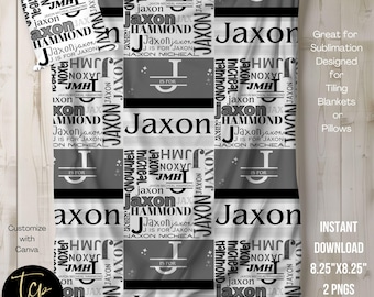 Personalized Baby Blanket Pillow PNG Design: Custom Name Monogram (Digital File)