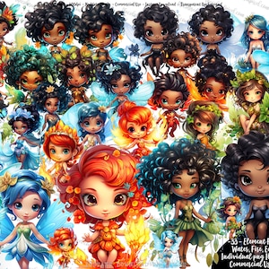 Fairy clipart, Fairy Earth Fire Water Air fairy png, chibi fairy sublimation, chibi fairy pngs elemental fairies (33)