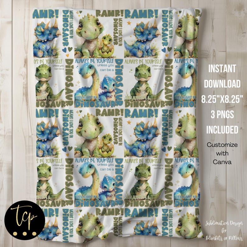 Rawr Baby Blanket Dinosaur Pngs, Sublimation Design for Baby Blanket or