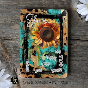 She is, Rustic Sunflowers Printable Planner Cover, Notebook cover, Journal Cover art png, Instant Download png, Floral Journal Cover png