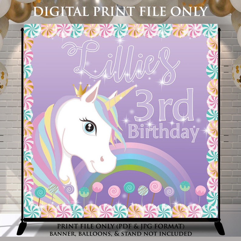 pink or lavender unicorn birthday banner design file